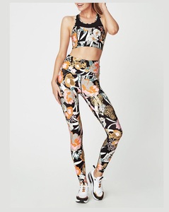 Combinaison de yoga pour femmes, dernier design, deux pièces, unie, coupe ajustée, haut de danse, collants, legging, gymnase, élastique, extensible, 100% coton - Product Image 4