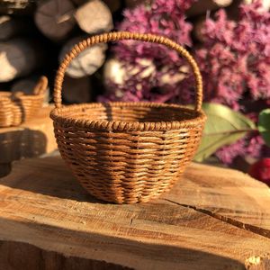 Panier en jacinthe d'eau tissé à la main avec poignée, panier de rangement naturel - Product Image 1