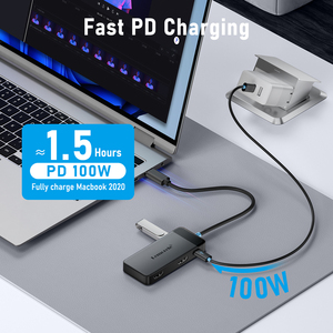 TC122 6 en 1 Tipo-C a 4K 30Hz HDMI 3,0 Estación de acoplamiento Hub USB con 100W Tipo-C PD - Product Image 5