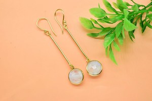 Pendientes de Plata de Ley 925 con Piedra Lunar Natural, Joyería Bohemia Hecha a Mano, Color Blanco, para Uso Diario, Oro de 14K, Aniversario - Product Image 6