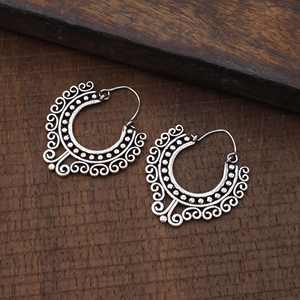 Popular Bali Tribal diseñador aro joyería 925 plata esterlina pendientes finos Mujer chica moda Mandala accesorios de moda - Product Image 4