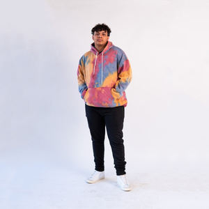 เสื้อฮู้ดแฟชั่นฮิปฮอปสไตล์ลำลองสำหรับผู้ชาย ฤดูหนาวปี 2023 ทรงหลวม สตรีทแวร์ ลายมัดย้อม ผ้าโพลีเอสเตอร์/คอตตอน - Product Image 3