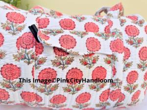 Sac de sport en coton pur fait à la main bloc indien imprimé floral Weekender Sport voyage Yoga Shopping-sac à bandoulière pour femme - Product Image 4