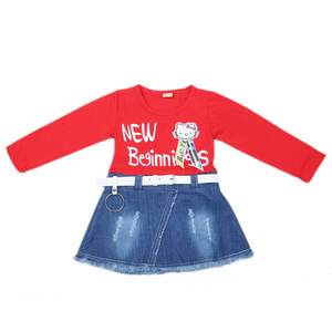 Robe à manches longues pour filles - Rouge - Product Image 1