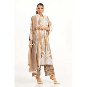 Traje de Verano Bordado en Voile Suizo Marrón para Mujer - Product Image 5