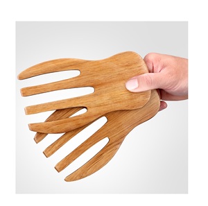 Hot Selling Large Wooden Salad Servers Set For Personalized Use Customized Logo Wooden Salad Hands Customized Packing And Sale - Product Image 3