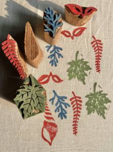 Timbres d'impression en bois sculptés à la main |   Timbres à motifs de feuilles et de plantes - Product Image 4