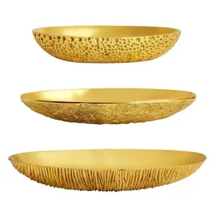 Tigela de mesa para casamento, tigela de metal para servir frutas, tigela decorativa em prata, formato oval, bandeja de alumínio fundido, pedestal