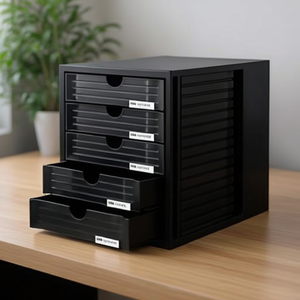 HAN SYSTEMBOX 5-<b>Drawer</b> <b>Unit</b> DIN C4 Polystyrene Black Desktop & <b>Drawer</b> Organizer - Product Image 3