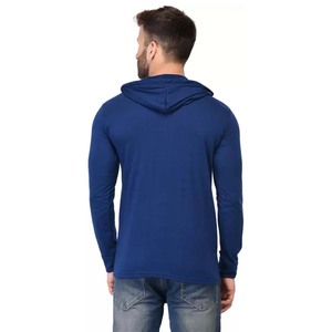 Gym Winter Men-Boys Sweat Shirt-Keep Warm Camiseta con capucha de mezcla de algodón sólido azul marino - Product Image 2