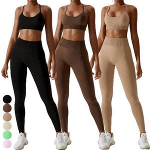 Gym Wear Chaleco de fitness de cuerpo ligero para mujer con conjuntos de Yoga de mallas cortas por fabricante para ropa deportiva - Product Image 1