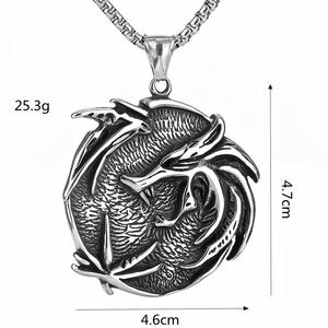 Collar Retro Hip-Hop Witcher para Hombre de yunnique, Colgante de Acero Inoxidable con Forma de Animal, para Regalo, Cadena para Suéter - Product Image 5