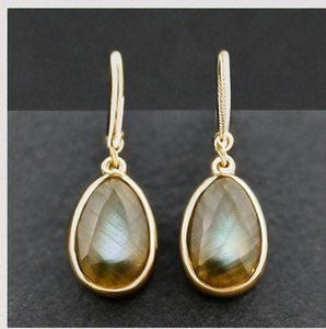 ต่างหูห้อยเงินสเตอร์ลิง925ชุบทอง18K สำหรับสาวๆอัญมณีแฟชั่นและแลบราโดไรต์ - Product Image 4