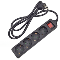 Régulateur d'extension à 4 prises 16A/250V 3680W Longueurs 1,5/3/5m Noir Modèle Don Feliz RE9061-RE9065-RE9069 Chine