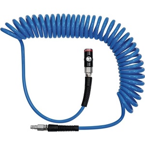 Ensemble de tuyaux en caoutchouc spiralés RIEGLER, longueur 6 m, avec raccord de sécurité DN 7,4, diamètre intérieur 6,5 mm, diamètre extérieur 10 mm, sur enrouleur - Product Image 1
