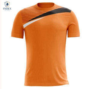 INDEX APPAREL เสื้อฟุตบอลซับลิเมชั่นสำหรับผู้ชาย คอกลม แขนสั้น สีส้ม ระบายความชื้นได้ดี ทรงสปอร์ต - Product Image 1