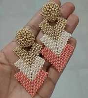 Pendientes de moda de alta calidad hechos a mano para mujer, cuentas de semillas de diseñador de tendencia, ganchillo
