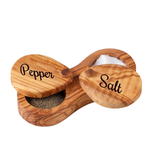Cave à sel en bois d'acacia et boîte de rangement pour épices Bol à sel et à poivre en bois de grande vente Cuillère et émerillon intégrés - Product Image 3