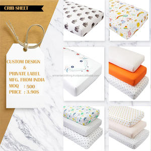 100% ensemble de draps de lit de bébé en coton standard uni et imprimé en jersey simple biologique drap de lit ajusté personnalisé de haute qualité - Product Image 5