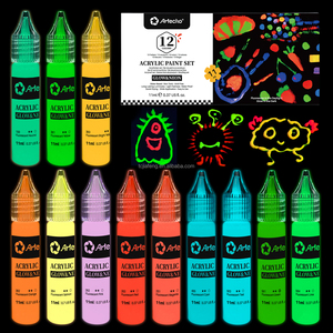 <span class=keywords><strong>Peinture</strong></span> <span class=keywords><strong>acrylique</strong></span> néon phosphorescente Artecho, 12 couleurs, 11 ml, pour fournitures artistiques - Product Image 2