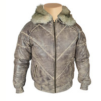 Chaqueta de hombre de piel de oveja auténtica, estilo bomber, con ribete de piel de zorro, cuello vuelto, hecha a mano, transpirable, cortavientos, con cremallera, para invierno.