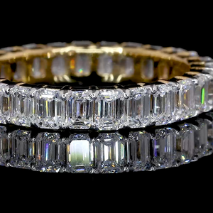 Bracelet d'éternité pour femme incolore 2x4mm Radiant Cut Lab Grown Diamond Ring Matching Band Gold - Product Image 3