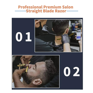 Professional ตรงมีดโกนเหล็ก Shavette พับด้วยตนเองมีดโกนหนวดคุณภาพสูงตัดใบมีดคอตรง - Product Image 6