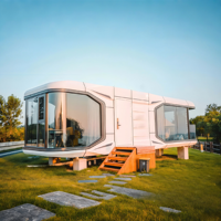 Maison-bateau luxueuse en conteneur d'acier préfabriqué de 40 pieds, design moderne, utilisation hôtelière, structure flottante extérieure