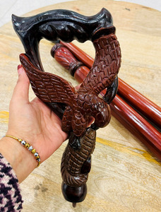 Fish in Eagle's <b>Mouth</b> Wooden Walking Cane Exquisite Carving Wood Cane with Carved Grip Handle for Men and Women Handmade (Brown) - Product Image 4