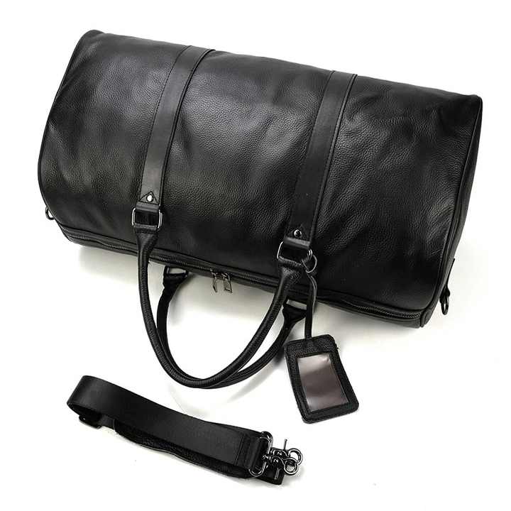 Premium Quality Natural Cowskin Travel Bags Waterproof Men's Leather Duffle Bag Handbag for Plane Luggage Weekend Bag Business