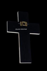 Croix murale incrustée d'os artisanale avec motif d'étoile | Sainte-Croix décorative pour décoration murale religieuse, spirituelle et ethnique - Product Image 3