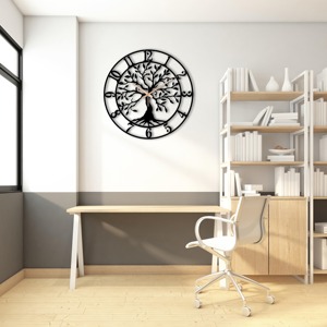 Reloj de pared de metal negro redondo artístico con diseño minimalista elegante Ideal para elegante sala de estar dormitorio cocina u oficina - Product Image 4