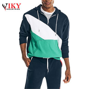 เสื้อฮู้ดแบบมีซิปครึ่งขาสั้นสำหรับผู้ชายมีสีบล็อกใส่สบาย - Product Image 2