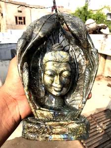 Belle Labradorite Bouddha Sculpture Fait À La Main Décor Figurine Cristal Guérison Pierres Précieuses - Product Image 6