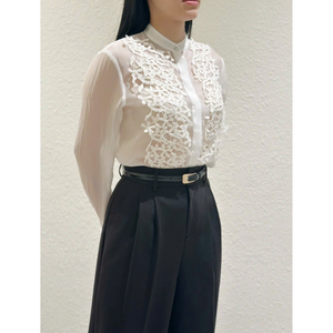 กางเกงทางการของผู้หญิงกางเกงขากว้างเอวสูงวัสดุคุณภาพดีทันสมัยป้ายกำหนดเองสีขาว - Product Image 5