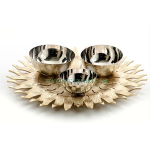 ชุดอุปกรณ์ตกแต่งโต๊ะงานแต่งงาน ผลไม้ ขนมหวาน ภาชนะอลูมิเนียมแบบใช้แล้วทิ้ง เป็นมิตรกับสิ่งแวดล้อม คุณภาพพรีเมียม ชุบทอง - Product Image 5