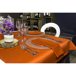 Tovaglia in Tessuto Satinato Arancione 100x100cm 50/50 Poliestere-Cotone B2B - Product Image 1