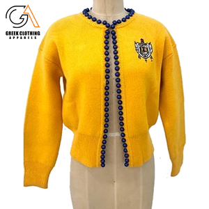 Sigma Gamma Rho Cardigan Sweater con colores personalizados Suéter de punto bordado para hermandad Fraternidad College Varsity Sweater - Product Image 1
