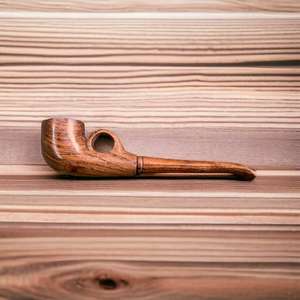 Pipa de Fumar de Madera Curvada de Estilo Lujoso para Cigarros y Tabaco, Acabado Natural, Hecha a Mano, Reutilizable - Product Image 4