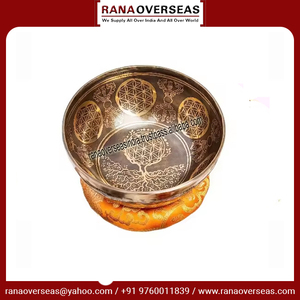 Grand ensemble de bols chantants tibétains 9 pouces en laiton artisanal avec technique de moulage, style Feng Shui pour la guérison des chakras et le yoga - Product Image 3