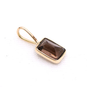Colgante de piedras preciosas de cuarzo ahumado 14K oro amarillo piedra curativa joyería Reiki Chakra piedra natal de cuarzo ahumado para venta al por mayor - Product Image 2