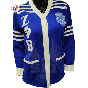 Cárdigans Acrílicos Bordados de la Hermandad Zeta Phi Beta para Mujer |   Suéter Cárdigan de Lana Bordado Personalizado para Mujer de la Hermandad ZPB - Product Image 2
