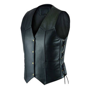 Classic Design for Customized Product Leather Vest <b>Denim</b> Leather Vest <b>Man</b> Custom Logo Leather Vest in Wholesale Price - Product Image 3