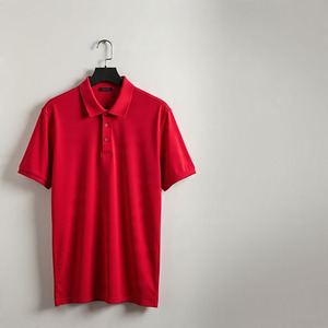 Polo Rojo de Manga Corta para Hombre, 100% Algodón Piqué, Transpirable, Color Sólido, Corte Regular, Tejido de Punto, Cierre con Botones - Product Image 2