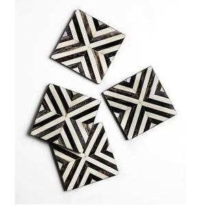Classic Eco-Friendly <b>Square</b> Bone Inlay <b>Set</b> with Premium Quality Drink Coasters Detailed Design for Living Room Table Decoration - Product Image 1
