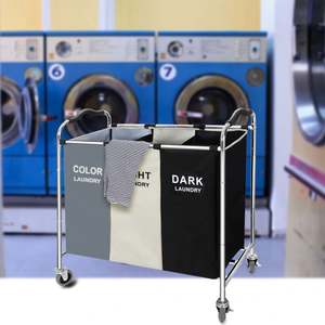 3 Section <b>Laundry</b> <b>Basket</b> Sorter,240L <b>Laundry</b> Blanket Cart with Wheels, 16 X 30 X 35 Inch Large <b>Laundry</b> Hamper <b>Bag</b> Bin for Dirty - Product Image 2