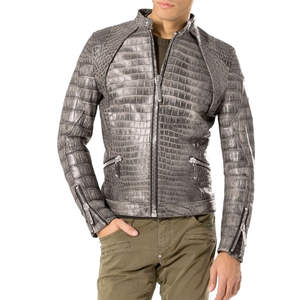 Chaqueta de Cuero Acolchada de Invierno para Hombre, MOQ Bajo, Venta al Por Mayor, Hecha a Mano, Cuello Mao, Manga Larga, Logotipo Frontal, OEM - Product Image 4