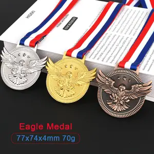Qiuyan-precio al por mayor de fábrica, medalla de águila de Metal para cualquier competición, premios de oro, plata y cobre, medallas en blanco