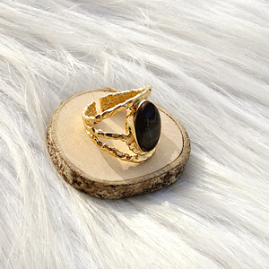 Nueva colección de anillos de ojo de tigre negro en latón chapado en oro de 18k, joyería elegante y con estilo, accesorios para fiestas para mujeres. - Product Image 4