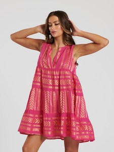 Robe d'été à manches courtes pour femmes V-Weaving Artisan-Made One-Piece Summer Wear avec une texture unique - Product Image 4